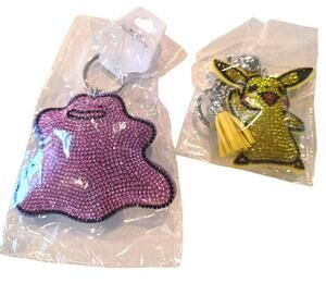 RHINESTONE EMBELLISHED CHARACTER KEYCHAINS SET of 2